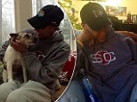 Back together again: Robin Roberts tweeted this picture with her dog K.J. who she was reunited with on Saturday after a 100-day separation following her bone marrow transplant