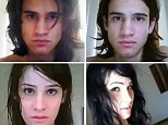 The video begins with a picture of a handsome man with dark shoulder-length hair and square jaw, followed by a swarm of images taken over a period of three years tracking his facial transformation into a woman. 