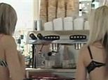 Three female baristas (not necessarily those pictured) who regularly wore nothing over their underwear while serving coffee were arrested for prostitution
