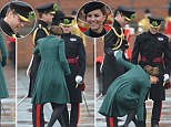 The Duke and Duchess of Cambridge met soldiers during the St Patrick's Day parade in Aldershot, left, 