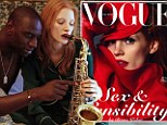 In bed with Jessica Chastain: Star plays the saxophone and cuddles up to a shirtless French actor in stunning new Vogue shoot