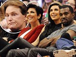 Seat warmer: Bruce Jenner was forced out of the front row when Kim and Kanye made a late entrance 