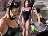 Real-life Bond girl: Sexy Stephanie Seymour snorkels and does Pilates on St. Barts beach