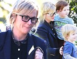 Amy Poehler takes her sons Archie and Abel to a birthday party in Beverly Hills, CA