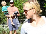  The actress was spotted with sons Alexander (Sasha), five, and Samuel (Kai), four, in Los Angeles California and her good-looking husband Liev Schreiber followed closely behind.