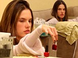 Pick a colour! Alessandra Ambrosio slips out for an evening pampering treatment at the nail salon