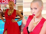 'I feel amazing!': Amber Rose reveals her post post-pregnancy curves in a low-cut red dress just three weeks after giving birth to baby Sebastian 