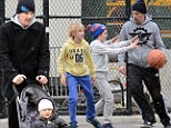 Ethan Hawke in New York City with his children
