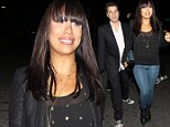 Cheryl Burke swaps ballroom glitz for sexy blue leather trousers as she joins dancers Mark Ballas and Derek Hough for DWTS afterparty