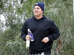 Working hard: Rob is adhering to two-a-day workouts including hikes at Runyon Canyon in Los Angeles and keeping a low-carb diet