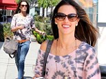 A little bit gypsy! Alessandra Ambrosio makes a fashion statement in tie-dye shirt during shopping spree