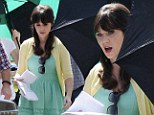 33 going on 13: Zooey Deschanel dresses like a girl ready for Easter Sunday on the set of New Girl