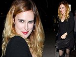 Typically scruffy Rumer Willis shows her sophisticated side with scarlet lips and black skirt while out clubbing