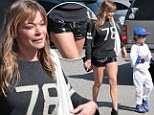Is that really appropriate? LeAnn Rimes wears PVC micro shorts to stepson Jake's baseball game... as she reveals puffy near make-up free face 