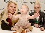 Eclipsed! Baby Maxwell steals the spotlight from pregnant Jessica Simpson as she promotes clothing line with sister Ashlee