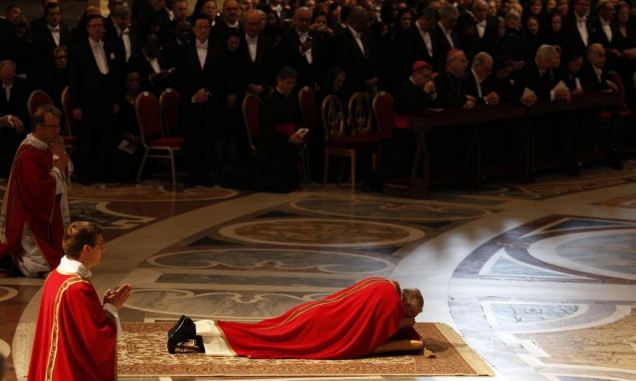 Prayer: The pontiff led the Celebration of the Lord's Passion in the Vatican
