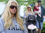 That's how she rolls! Pregnant Jessica Simpson goes for Easter Sunday walk with husband Eric Johnson and baby Maxwell