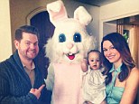 New friend: Jack and Lisa Osbourne and their daughter Pearl meet the Easter Bunny
