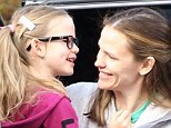 Just the two of us: Jennifer Garner spent some one-on-one time with eldest daughter Violet, age seven, as they stopped at a friend's house in the Pacific Palisades on Monday morning