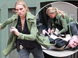 Kesley Grammer's daughter Spencer turns tough girl as she springs into action on set of new cop show