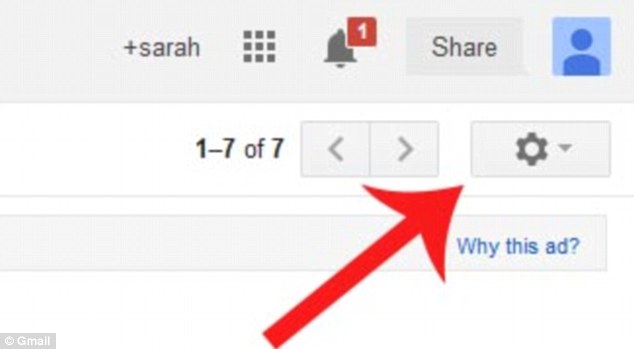 where is settings icon in gmail