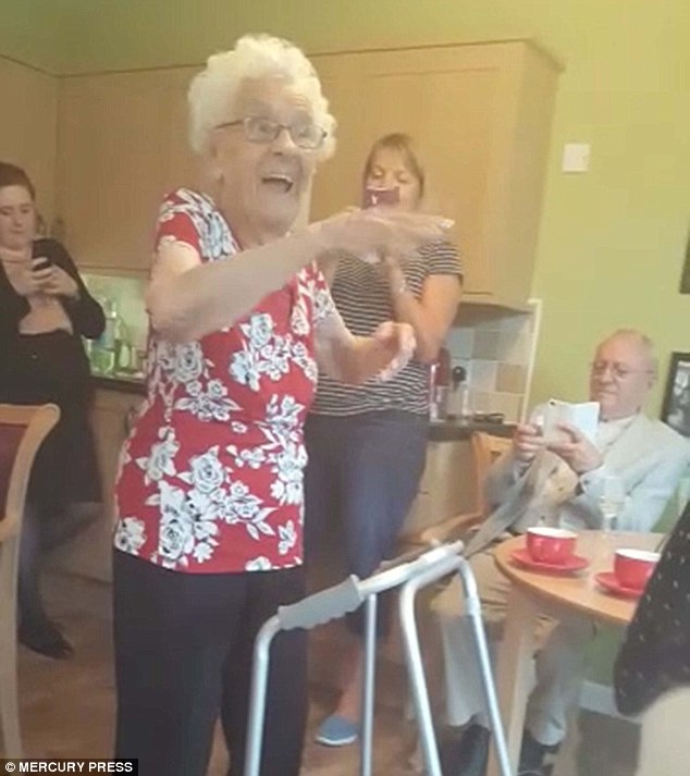 Doreen Vickery, from Gravesend, Kent, celebrated her 100th birthday by doing the Macarena
