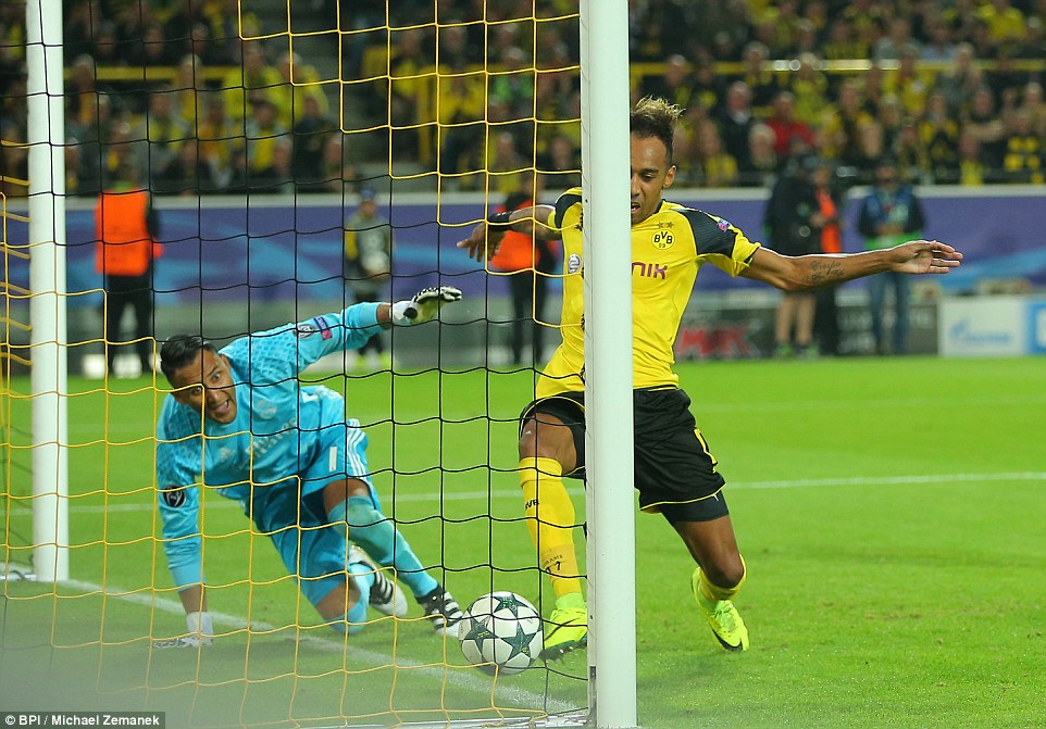 Real fail to hold their lead as Borussia Dortmund striker Pierre-Emerick Aubameyang pounces with an equaliserÂ 